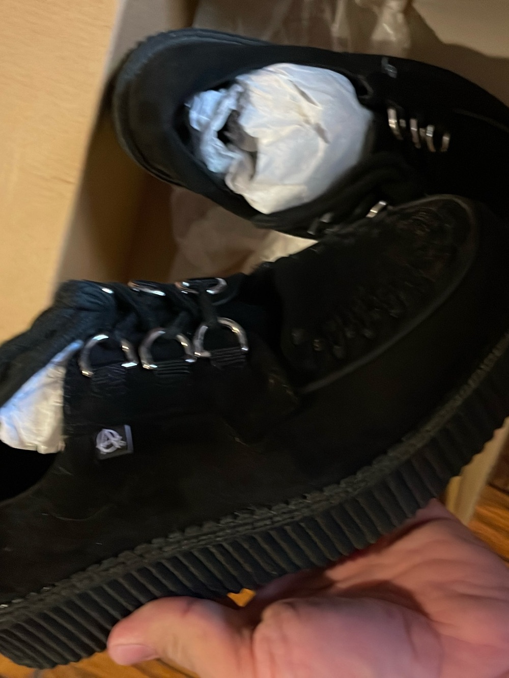 Women’s TUK Anarchic Black Suede Platform Creepers